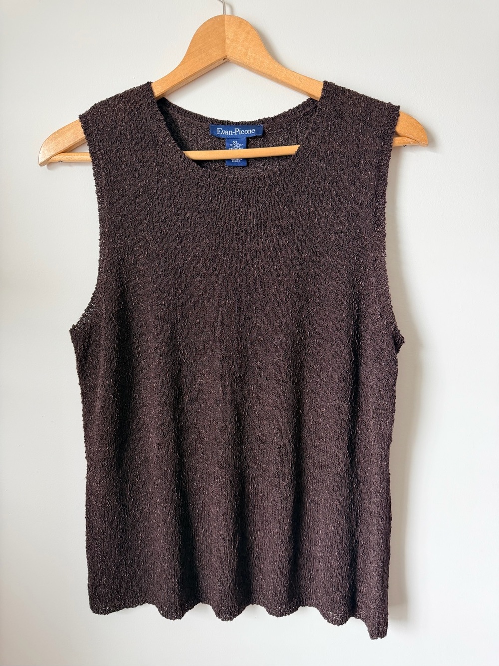 Evan Picone Dark Brown Textured Sleeveless Knit Tank